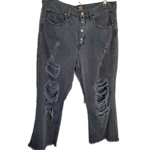 𝅺bdg High Rise Kick Flare Cropped Distressed Black Jeans